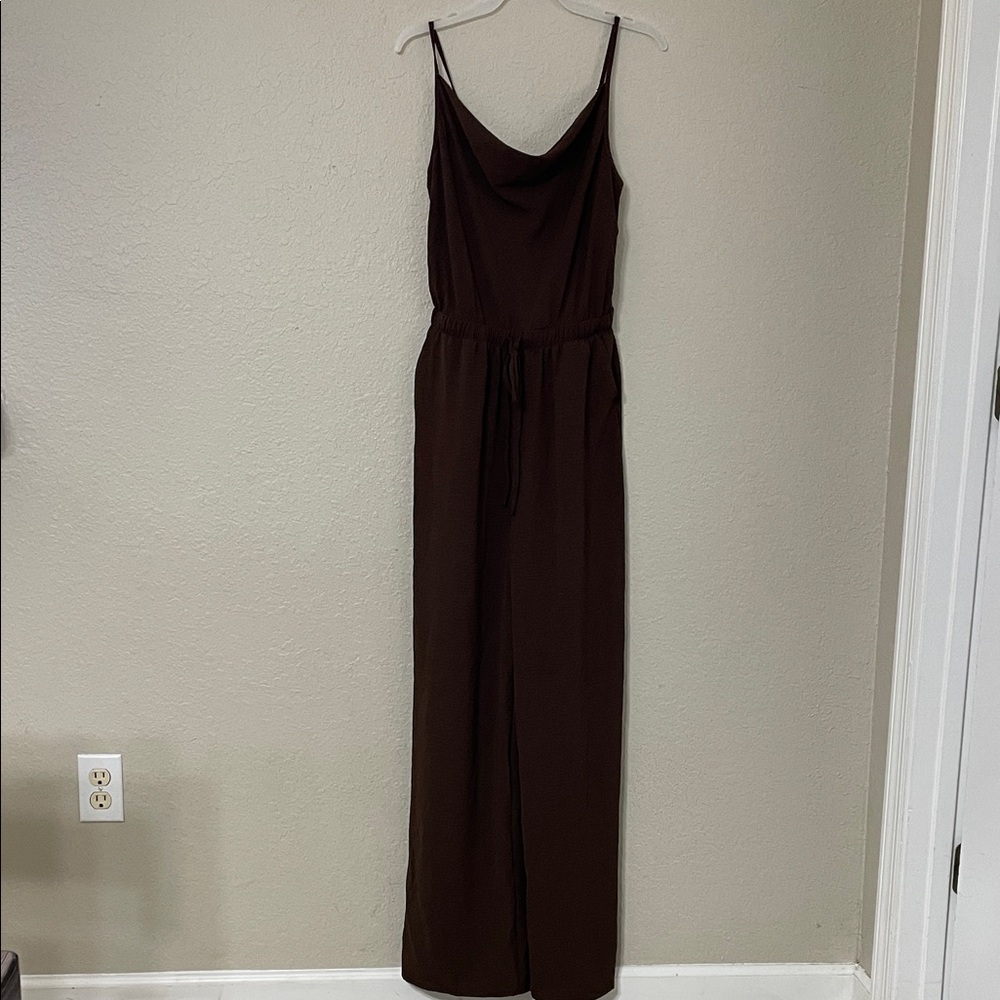 GILLI SINEAD COWL NECK JUMPSUIT BROWN-S